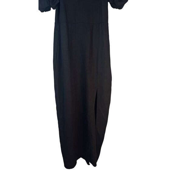 2/$30 ZARA Black 50% Linen Puff Sleeve Midi Dress - Picture 10 of 16